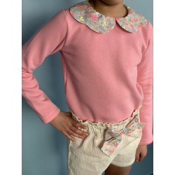 Le Sweat fille à col - Rose -